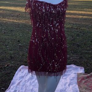 Dance In this Southern Fried Chics Short Showy Dress SXXL Red